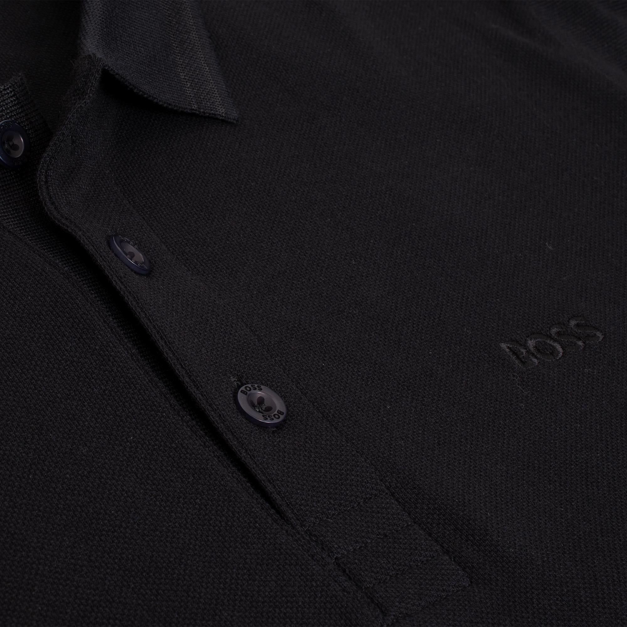 Boss Paddy Cotton Pique Mens Polo Shirt Black